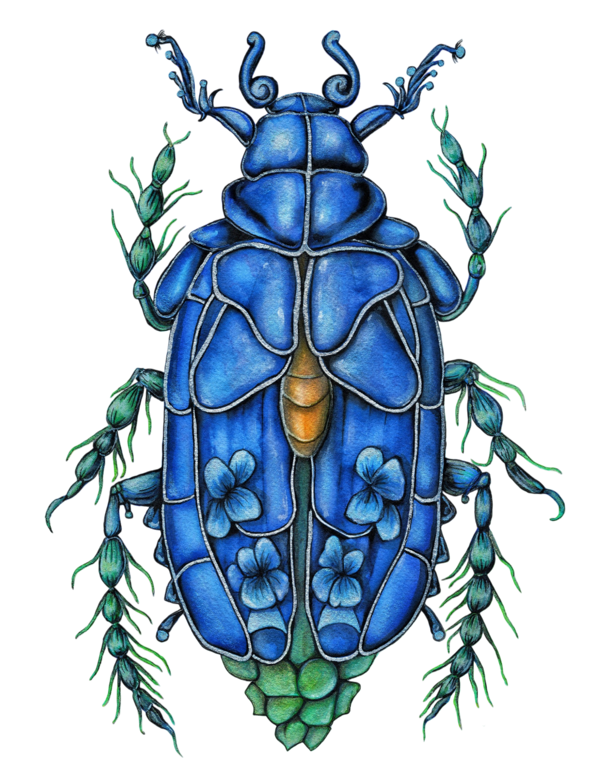 Blue Corn Scarab Vinyl Sticker