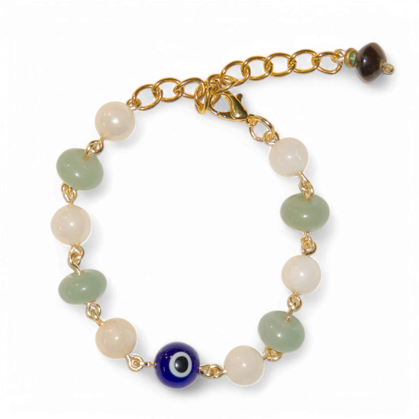 Rose Quartz and Jade Evil Eye Bracelet | Jevus Vougler