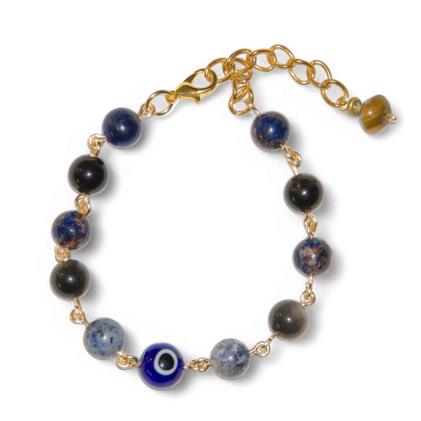 Sodalite and Black Jade Evil Eye Bracelet | Jevus Vougler