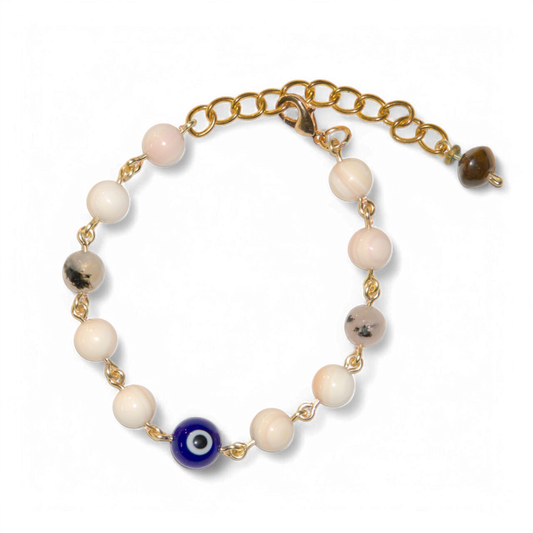 Queen Conch Shell and Quartz Evil Eye Bracelet | Jevus Vougler