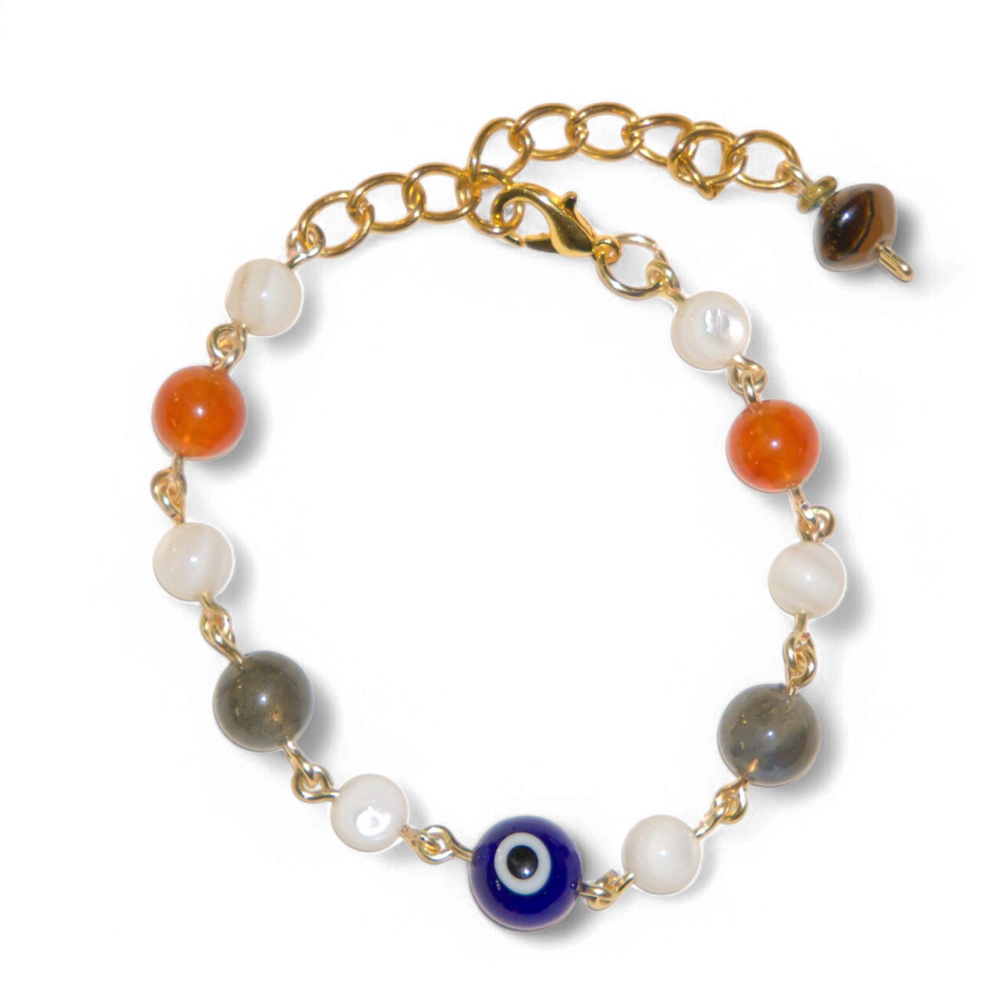 Carnelian and Labradorite Evil Eye Bracelet | Jevus Vougler
