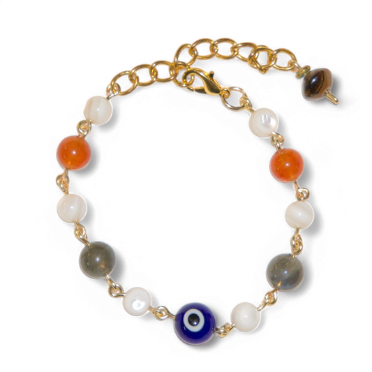 Carnelian and Labradorite Evil Eye Bracelet | Jevus Vougler