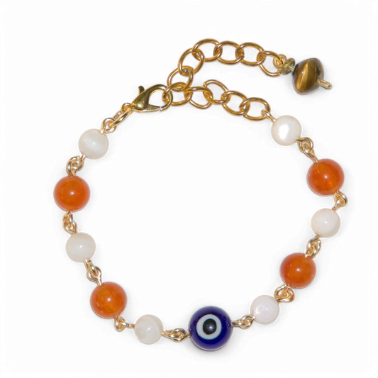 Carnelian and Shell Evil Eye Bracelet | Jevus Vougler